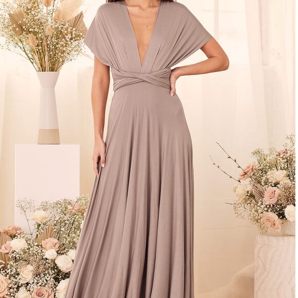 Tricks of the Trade Taupe Convertible Maxi Dress - Picture 4 of 6